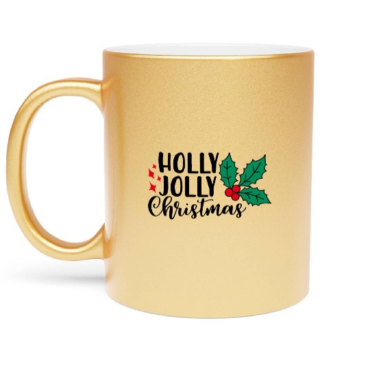 Holly Jolly Christmas Metallic Mugs