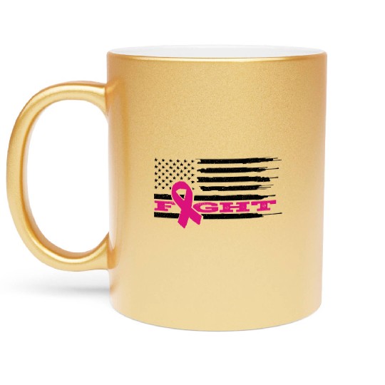 Fight Cancer Us Flag Metallic Mugs