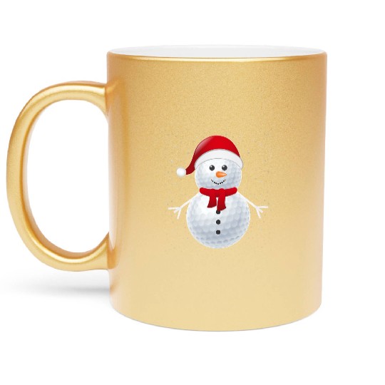 Golf Ball Snowman Santa Metallic Mugs