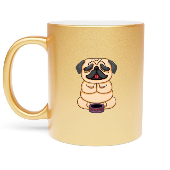 Serene Buddha Pug Minus Circle Metallic Mugs
