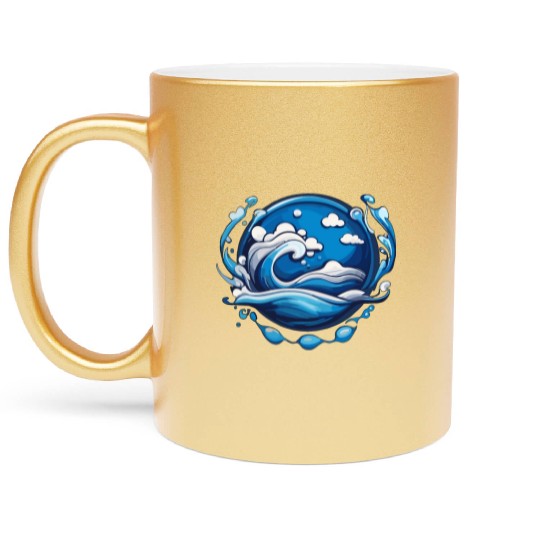 Ocean Waves Metallic Mugs