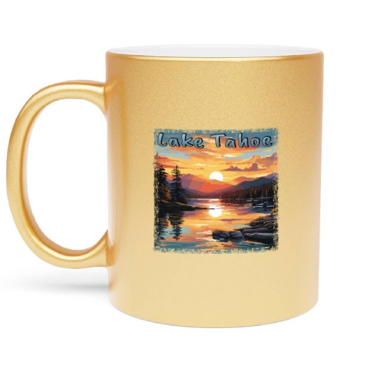 Grunge Sunset: Vacation at Lake Tahoe, Metallic Mugs