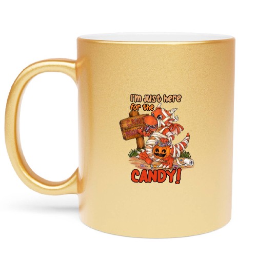 I'm Just Here For Candy Halloween Dragon Mummy Metallic Mugs