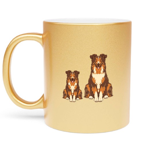 Collie Dog Lover Parent Dad Mom and Son Daughter Metallic Mugs
