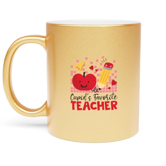Retro Cupid s Favorite Teacher Teacher Valentines Metallic Mugs