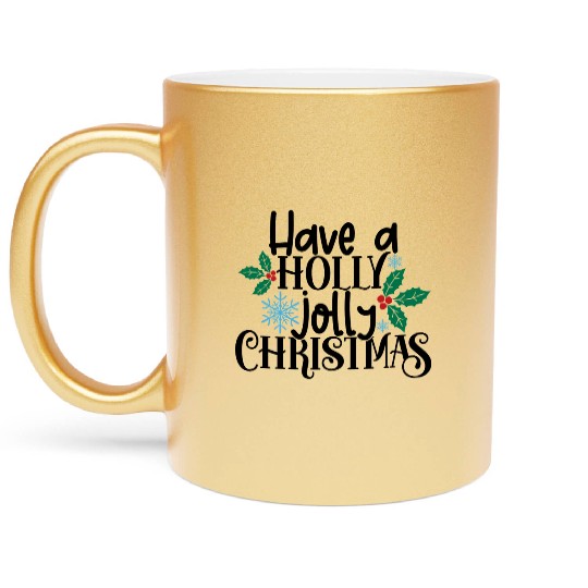 Holly Jolly Christmas Metallic Mugs