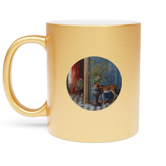 Surrealist Animal painting Metallic Mugs