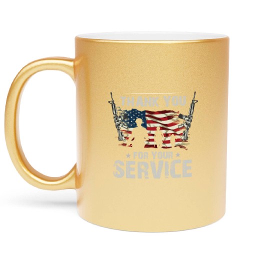 Thank You For Your Service US Flag Veterans Day Metallic Mugs