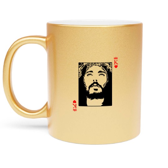 Jesus Is King Jesus King Of Hearts Card Christian Metallic Mugs