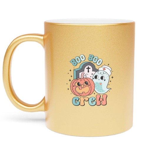 Boo Boo Crew Nurse Funny Ghost Women Halloween Metallic Mugs