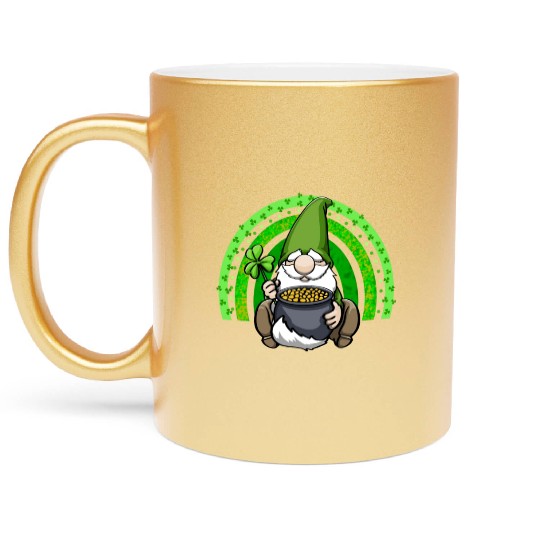 Pot of Gold Gnome Rainbow Metallic Mugs