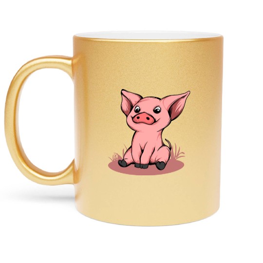Cute Funny Happy Piglet Graphic Pig Lover Gift Metallic Mugs