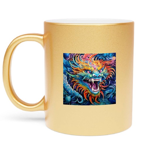 dragon pattern circle pentel color 7 Metallic Mugs