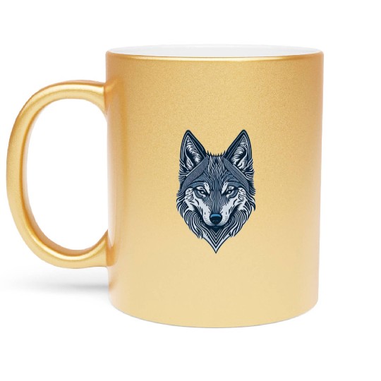 Beautiful wolf face Metallic Mugs