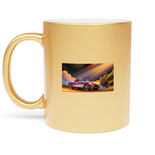 Car in Galaxy World Metallic Mugs
