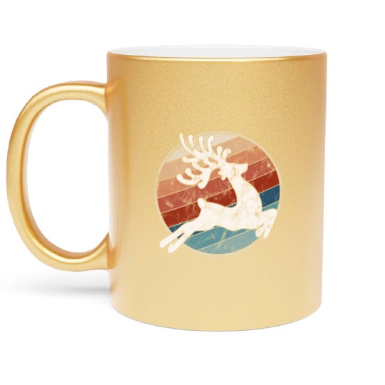 Deer in Retro Style Metallic Mugs