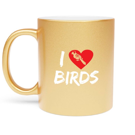 Bird Lover Heart Cute Birdwatcher Parrot Heron Metallic Mugs