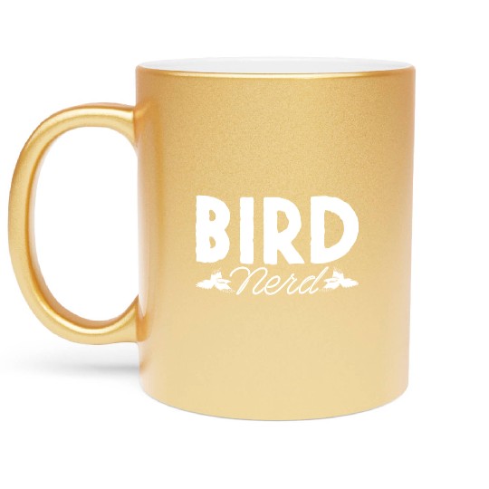 Bird Nerd Joke Birds Lover Budgie Parrot Heron Metallic Mugs