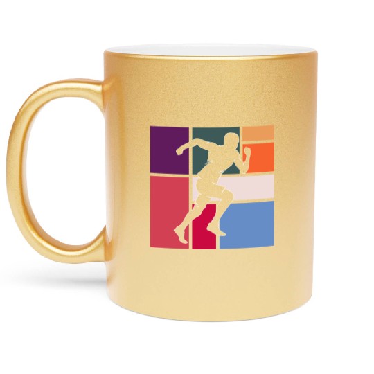 Vintage Running Athlete Metallic Mugs