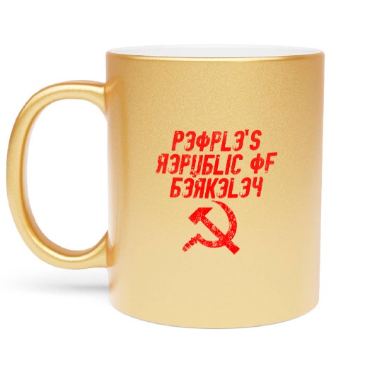 People's republic of Berkeley Communist logo Metallic Mugs