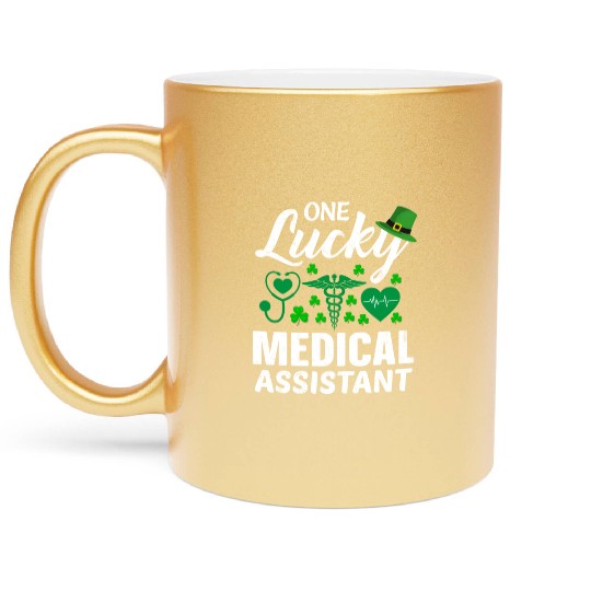 St Patrick'S Day Lucky Medical Assistant Metallic Mugs