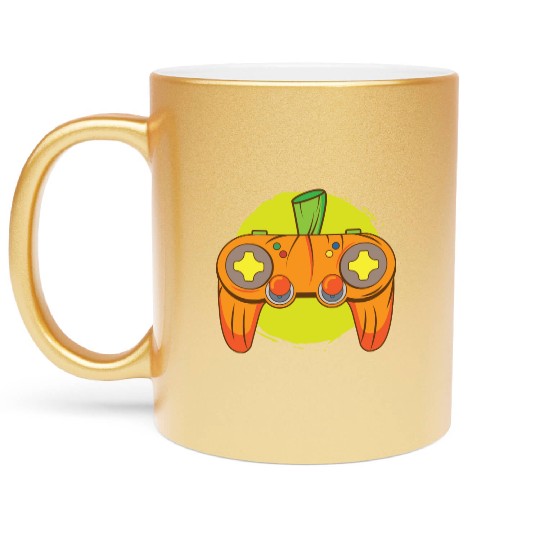 Gamer Life Halloween Pumpkin Head Video Game Metallic Mugs