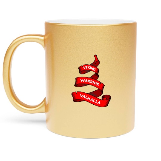 Viking red pennant or banner Metallic Mugs