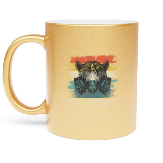Ew People Bear Funny Introvert Vintage Retro Metallic Mugs