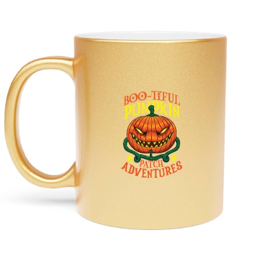 Scary Pumpkin Halloween Costume Autumn Fall Gift Metallic Mugs