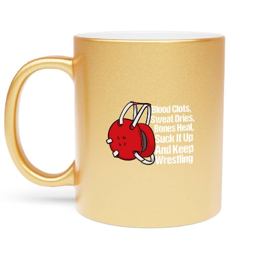 Keep Wrestling Metallic Mugs