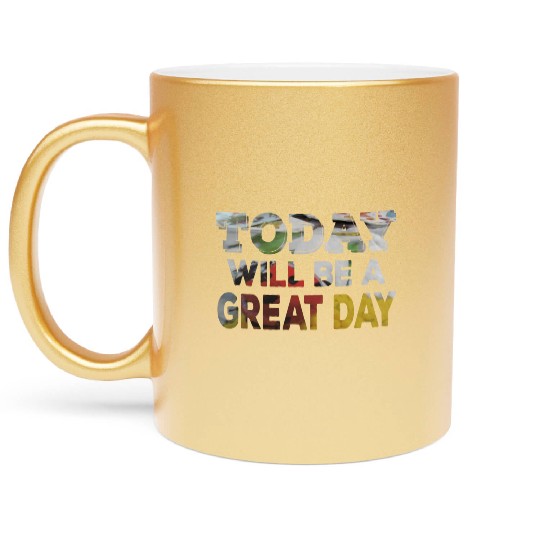 Today Will Be A Great Day Ladybug Inspirational Metallic Mugs