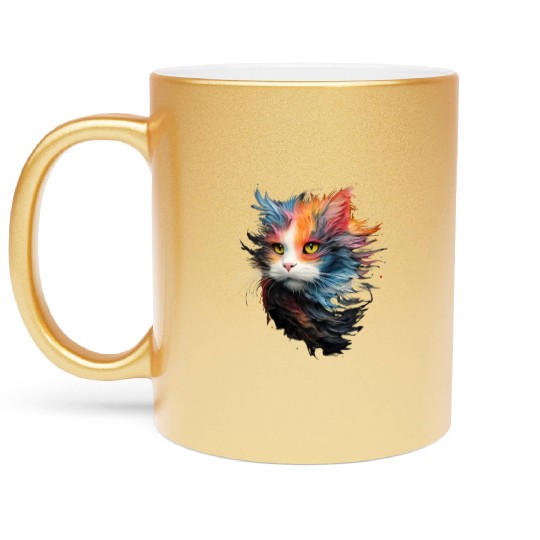 Persian Cat Masterful Animal Painting Metallic Mugs