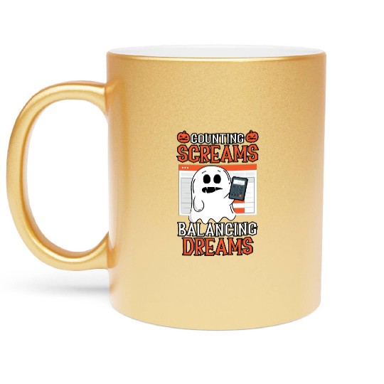Counting Screams Balancing Dreams Halloween Metallic Mugs