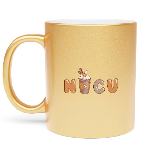 Cute NICU Coffee Halloween design Metallic Mugs