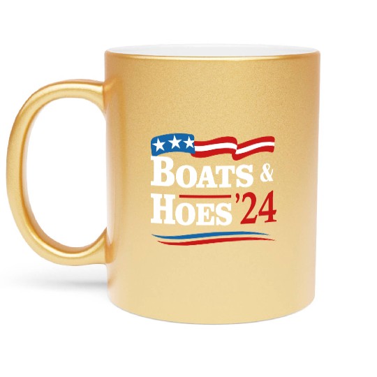 Boats & Hoes 24 Vintage Retro Meme Step Brother Metallic Mugs