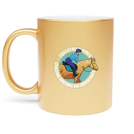 Equestrian Vibes, Chasing Dreams On Horseback. Rid Metallic Mugs