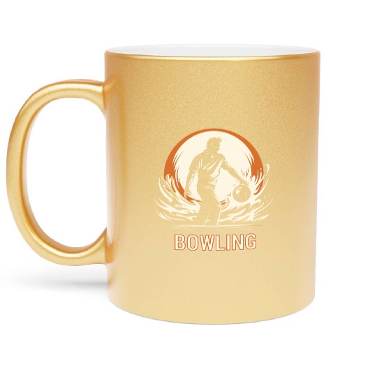 Bowler Bowling Sport Strike Spare Metallic Mugs