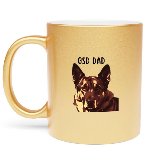 GSD dad dog lovers graphic Metallic Mugs and apparel