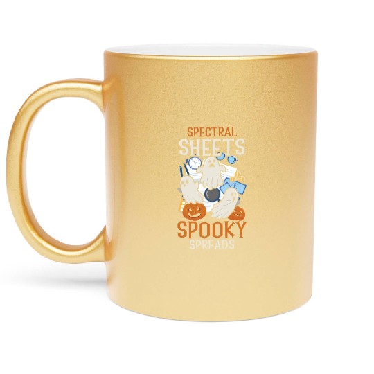 Spectral Sheets Spooky Spreads Scary Halloween Metallic Mugs