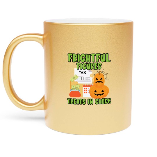 Frightful Figures Treats in Check Halloween Metallic Mugs