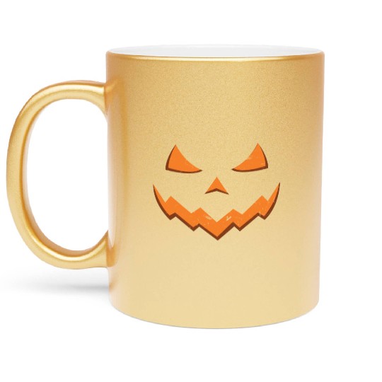 Carved Pumpkin Head Face Lazy Halloween Pumpkin Metallic Mugs