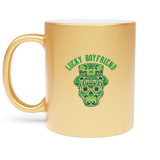 Lucky Boyfriend St Patrick's Day Shamrock Skull Metallic Mugs