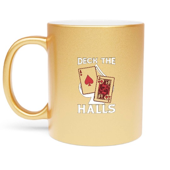 Classic Blackjack Deck The Halls Casino Gambling Metallic Mugs