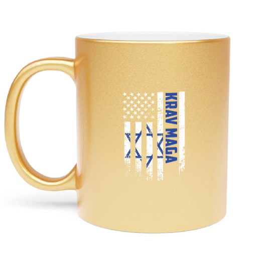 Krav Maga American USA Israel Flag Metallic Mugs
