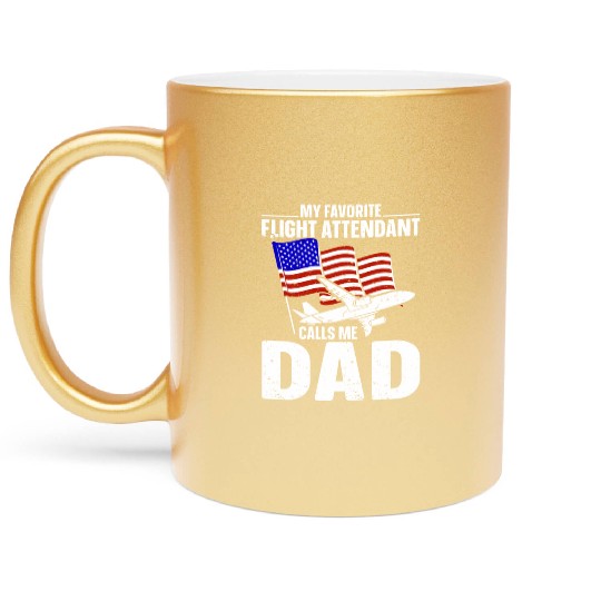 Flight Attendant Dad Airplane Flight Attendant Metallic Mugs