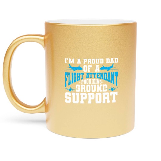 Flight Attendant Dad Airplane Flight Attendant Metallic Mugs