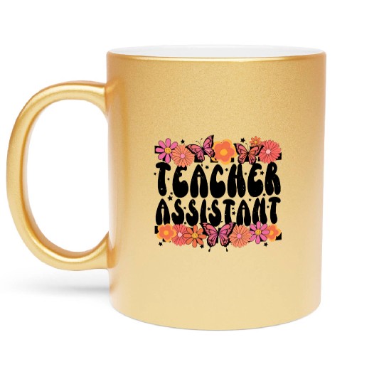 Floral Teacher Assistant Metallic Mugs