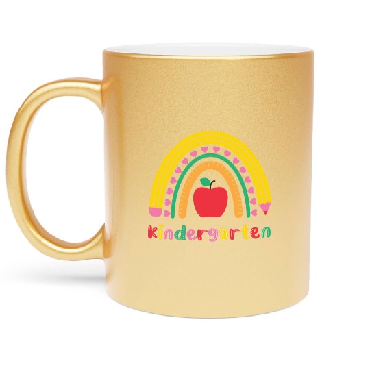 Kindergarten Rainbow Girls Kids Teacher Team Metallic Mugs