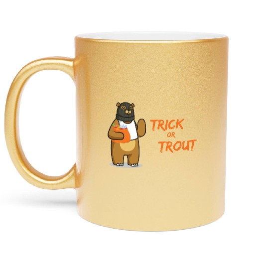 Halloween Bear Burglar Trick Or Treat Pun Metallic Mugs