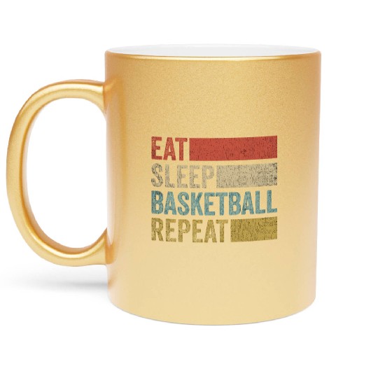Vintage Eat Sleep Basketball Repeat Retro Metallic Mugs